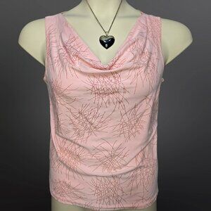 Y2K Pink Glitter Sleeveless Top Womens Size M Fairy McBling 2000s Cowl Neck